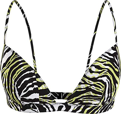 Calvin Klein Fixed Triangle-rp-Print Parte Superior de Bikini, Tangled Tiger Direct Green, M para Mujer