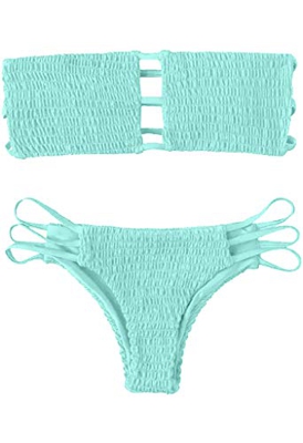 CheChury Mujer Bikini Bandeau Bralette Traje de Baño de Tubo Brasileños Bañador Ropa de Bano Dos Piezas Push Up Traje de baño con Acolchado Conjunto d