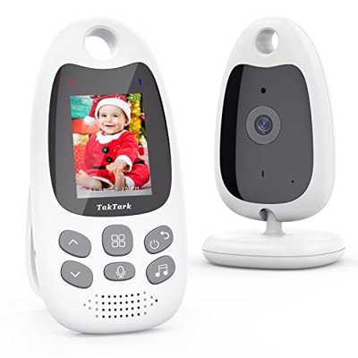 Vigilabebes con Camara, TakTark Inalámbrico Camara Vigilancia Bebe Inteligente Monitor Bebé con LCD 2.0'' y Cámara Visión Nocturna, Comunicación Bidir