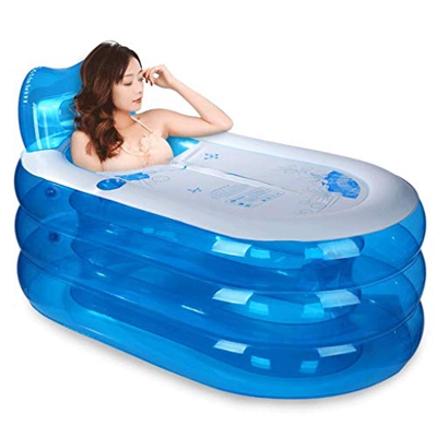 ZYYH Bañera Inflable Engrosada, bañera Plegable para Adultos de plástico, bañera Inflable de Tres Capas Independiente de Doble Drenaje (tamaño: 130cmX