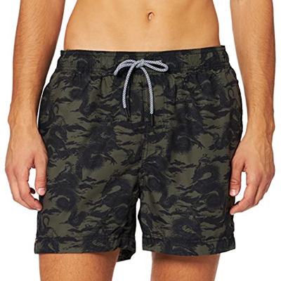 Superdry Super 5s Beach Volley Bermudas, Hiroshi Dragon Olive, XXL para Hombre