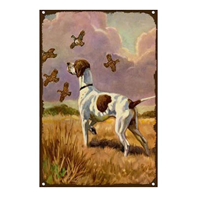 Retro Art Pintura Aluminio,Animales Perro Pointer,letreros de Metal Retro,Tienda De Mascotas Decoración Cartel ,Placa Decorativa