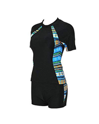 Mujer Talla Extra Traje de Baño Deportivo Suelto Traje de Buceo Impreso Camiseta de Manga Corta con Almohadilla para el Pecho sin Aros y Pantalón Cort en oferta