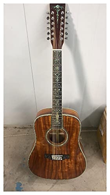 AMINIY 41 Pulgadas 12 Cuerdas De Guitarra Acústica Ebony Fingerboard Real Shell Binding E Inlay Acústica Guitarra Eléctrica Guitarra (Color : Guitar, 