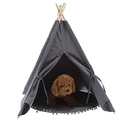 Dioche - Tienda de campaña plegable para animales de compañía con cojín de tela y pino, cama de perro extraíble y lavable,tipi tienda para perro y gat