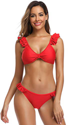 SHEKINI Mujer Bikini Dividido Traje de Baño Traje de Baño con Volantes Damas Traje de Baño Ropa de Playa (S, Rojo-4) precio