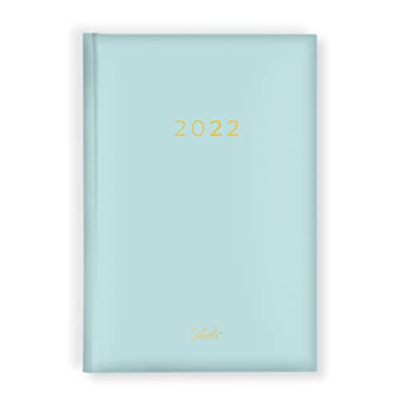 •Casterli - Agenda Anual 2022 Basic Edition, Día página - Básica pastel. (Verde) con tapa forrada y acolchada, las letras 2021 stamping en dorado. Con