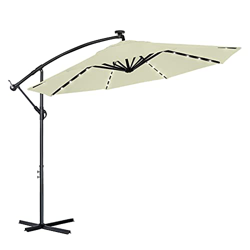 Aufun Sombrilla Jardin de Aluminio con iluminación LED Solar Ø300 cm Sombrilla Parasol con Manivela, protección UV 40+, Excéntrico Cantilever para bal precio
