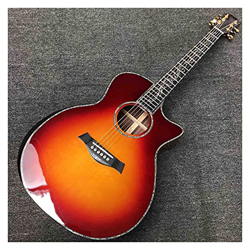 AMINIY Spruce Sólido Top Ebony Fingerboard Corte Arm Rest Inlays Guitarra Acústica con Sintonizador Abierto En Cherryburst Guitarra (Color : Guitar, S en oferta