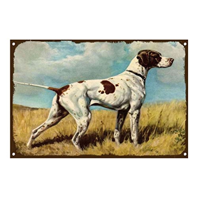Retro Art Pintura Aluminio,Animales Perro Pointer,letreros de Metal Retro,Tienda De Mascotas Decoración Cartel ,Placa Decorativa