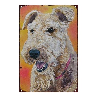 Retro Art Pintura Aluminio,Animales Perro Zorro Pelo Alambre,letreros de Metal Retro,Tienda De Mascotas Decoración Cartel ,Placa Decorativa