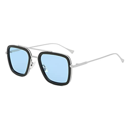Long Keeper Retro Gafas de sol Cuadradas Marcos de Metal Tony Stark Gafas Iron Man Para Mujer Hombre UV protección en oferta