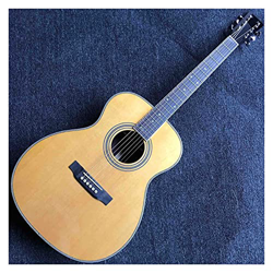 AMINIY Tapa De Abeto Sólido Personalizado OM28S Guitarra Acústica Vinculante De Fishbone Color Amarillo Top Top Freboard Acoustic Guitarra Eléctrica G características