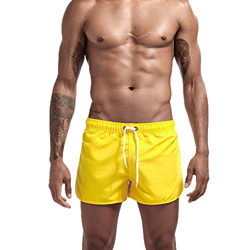 Traje de baño para hombre y niño, corto, sin forro de malla, secado rápido, bañador, Amarillo, Large precio