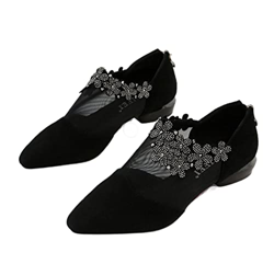 ZYLL Sandalias de tacón bajo con Flores para Mujer, Zapatos Malla Transpirables Cremallera, Punta Puntiaguda, Fiesta, Tacones Altos Encaje,Negro,42 EU en oferta