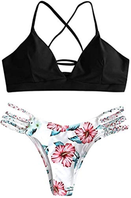 Yutdeng Bikini Mujer Sexy Conjunto Verano Sexy Push Up Ropa De Playa Bikini de Triángulo Estampado Bohemio Dividido BañAdores con Relleno Tops y Bragu