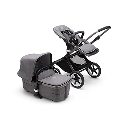 Bugaboo Fox 3, nuestro sistema de viaje 2-en-1 más cómodo: carrito todoterreno, capazo con ventilación avanzada, chasis grafito, capazo y capota Grey