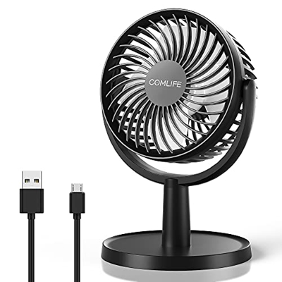 COMLIFE Ventilador de Escritorio Mini USB Fan con 4 Velocidades Flujo de Aire Fuerte Silenciosa Ajuste de 310 ° Ventilador Personal Portátil Sirve par