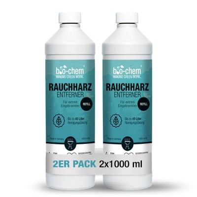 Limpiador de resina de humo Bio-Chem para horno y parrilla, 2 botellas de recarga de 1000 ml, potente concentrado, disuelve las incrustaciones incrust