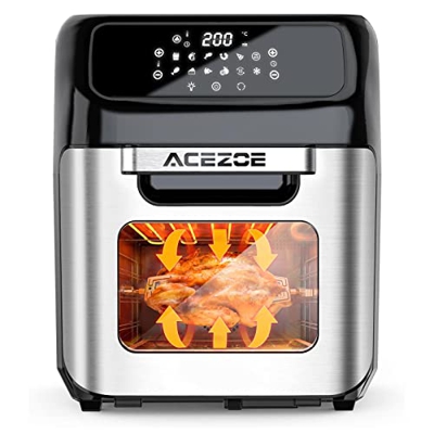 Freidora sin Aceite 12,5L, Acezoe 1800W Freidora de aire caliente Combo de horno tostador, Cocina sin aceite mejorada 12 preestablecidas con circulaci