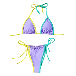 Mujer Bikinis Brasileños Sexy Micro Traje De Baño de Tira de Dos Piezas Halter Bikini de Lazo Lateral Triángulo Tanga en oferta