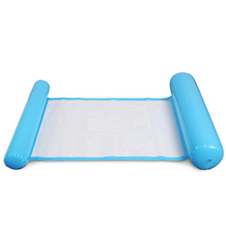 Trihedral-X - Hamaca inflable de agua, cama flotante, plegable de verano, drenaje flotante en el sillón reclinable de la piscina (color: azul claro, t características
