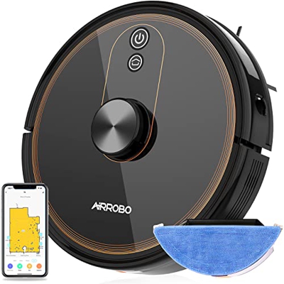 AIRROBO Robot Aspirador y Fregasuelos 3 en 1 con Láser, 3000Pa, App/WiFi/Alexa/Google Home, Aspira,Barre, Pasa la Mopa, Friega para Mascotas, Alfombra