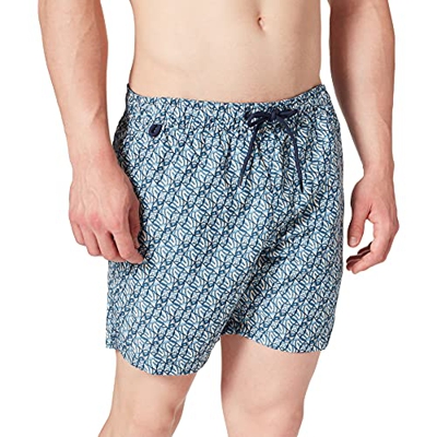 Springfield BAÑADOR Peach Abstracto Hombre, Estampado Azul, L