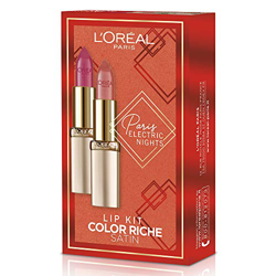 L'Oréal Paris Makeup - Caja de regalo para mujer, 2 pintalabios satinados de color riche, 265 rosas perlas y 226 rosas glacé precio