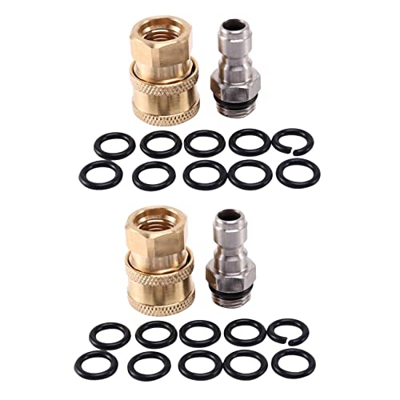 HAOHON 2X Juego de Adaptadores para Lavadoras Una Presión, Kit de DesconexiónRáPida de 1/4 de Pulgada con Junta TóRica de 20 Paquetes 5000 Psi