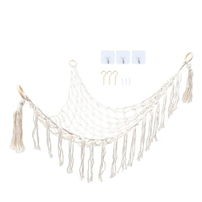 Yardwe Hamaca de Punto Muñecas de Almacenamiento Hamaca de Peluche de Peluche Hamaca Macrame Macrame Colgando Hamaca Decoración del Hogar (Beige)