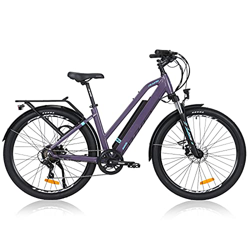 TAOCI Bicicleta eléctrica trabajar de cercanías para mujeres y adultos, 27,5 " 36 V 250 W Shimano Batería de litio extraíble de 7 velocidades La bici  características