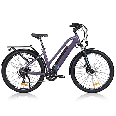 TAOCI Bicicleta eléctrica trabajar de cercanías para mujeres y adultos, 27,5 " 36 V 250 W Shimano Batería de litio extraíble de 7 velocidades La bici 