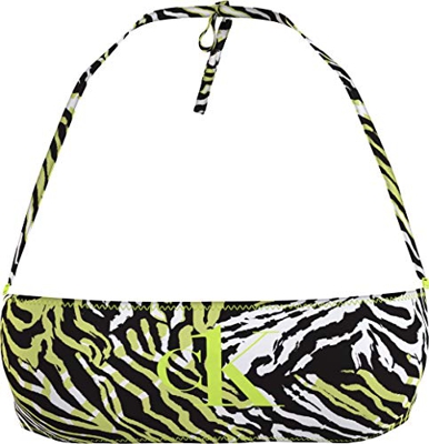 Calvin Klein Straight Bandeau-rp-Print Parte Superior de Bikini, Tangled Tiger Direct Green, L para Mujer