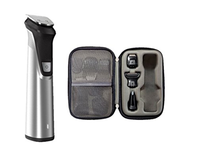 Philips Norelco Multi Groomer MG7770/49-25 piezas, barba, cuerpo, cara, nariz y oreja, afeitadora y cortadora con almacenamiento premium, plata, 2.3