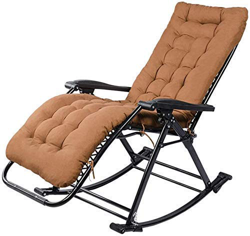 DFANCE Tumbona Sillas de jardín Silla Plegable Sillas de Camping Mecedora Tumbona de Patio de Gravedad Cero con Cojines Jardín Oficina al Aire Libre P precio