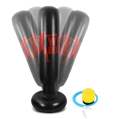 Winload Saco de Boxeo Hinchable de Niños, Saco de Arena Inflable de Pie para Practicar Karate, con Bomba de Aire Incluida, para Practicar Taekwondo, A