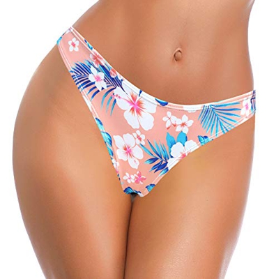 SHEKINI Conjunto De Bikini De 3 Piezas para Mujer Traje De BañO con Escote Y Cordones Correas Anchas Chaleco Bikini De Cintura Alta Flores (Blanco-Bra