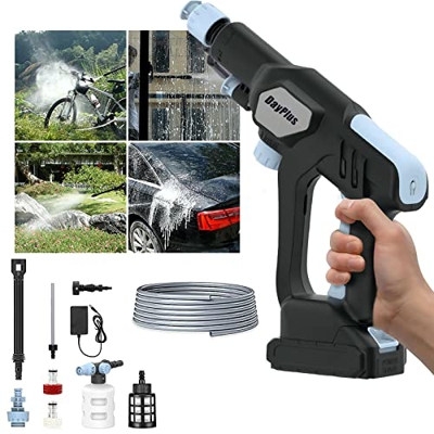 Lavadora a presión inalámbrica de 21 V, Limpiador de energía portátil, 30 Bares con batería, 3 boquillas, Manguera de 5 m para Limpiar el Coche, jardí