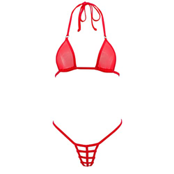 SHERRYLO Sheer Micro Bikini G String Tanga Mini Bikinis Exótico Tanning Traje de baño, Rojo, Talla Única en oferta