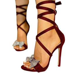 Onsoyours Sandalias de tacón Fino para Mujer Tacones Altos Sexy Correa Cruzada Correa de Tobillo con Cordones Punta Abierta Fiesta de Verano Stilettos en oferta