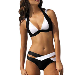 Mujer Bikini 2021 Nuevo Trajes de Baño Mujer Dos Piezas Moda Ropa de Playa Conjunto de Bikinis Verano Color sólido Patchwork Sexy Push up Bikini Tanki características