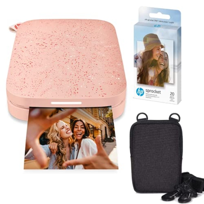 HP Sprocket Impresora fotográfica instantánea portátil de 2x3 Pulgadas (Rosado) Paquete de Papel Zink
