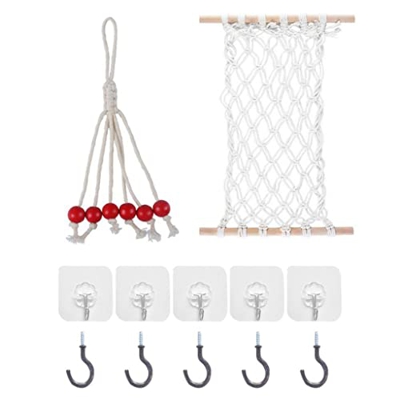 Hamaca de frutas para cocina, hamaca de frutas vegetales colgante hamaca de frutas, debajo del gabinete tejida a mano, hamaca de fruta de macramé, par