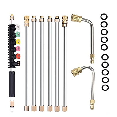 1 juego de 8 varillas de extensión de 3 tipos de lavadora a presión con 1/4 pulgadas rápida Conncetors herramienta de limpieza de canalones telescópic