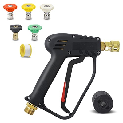 DERASL Pistola de Limpieza de Alta presión 4000PSI con acoplamientos rápidos de Manguera de Alta presión M22 (14 mm) y Nilfisk, 5 boquillas de conexió