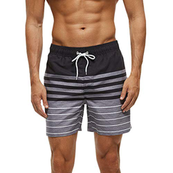 HLVEXH Hombres Nadando Corto Ligero A Rayas Agua Deportes Playa Pantalones Cortos Raya Blanca Negra Grande características