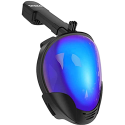 AWJ Máscara de Snorkel de Cara Completa, Sistema Superior seco antifugas, máscara de Buceo antivaho con protección UV, Snorkeling de Vista Grande de 1 en oferta