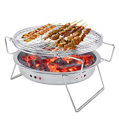Samfox BBQ Grill, Parrilla de Barbacoa Portátil Mini Estufa de Barbacoa Plegable para Acampar Jardín al Aire Libre