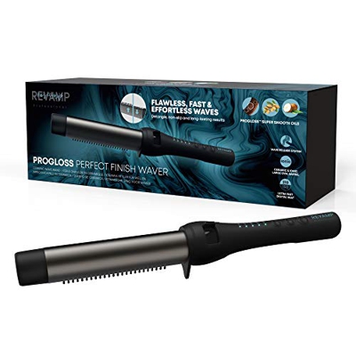 REVAMP Progloss Perfect Finish Waver - Varita de cerámica con cerdas retráctiles, crea rizos suaves, tecnología de calor ultrarrápida, cerámica, barri